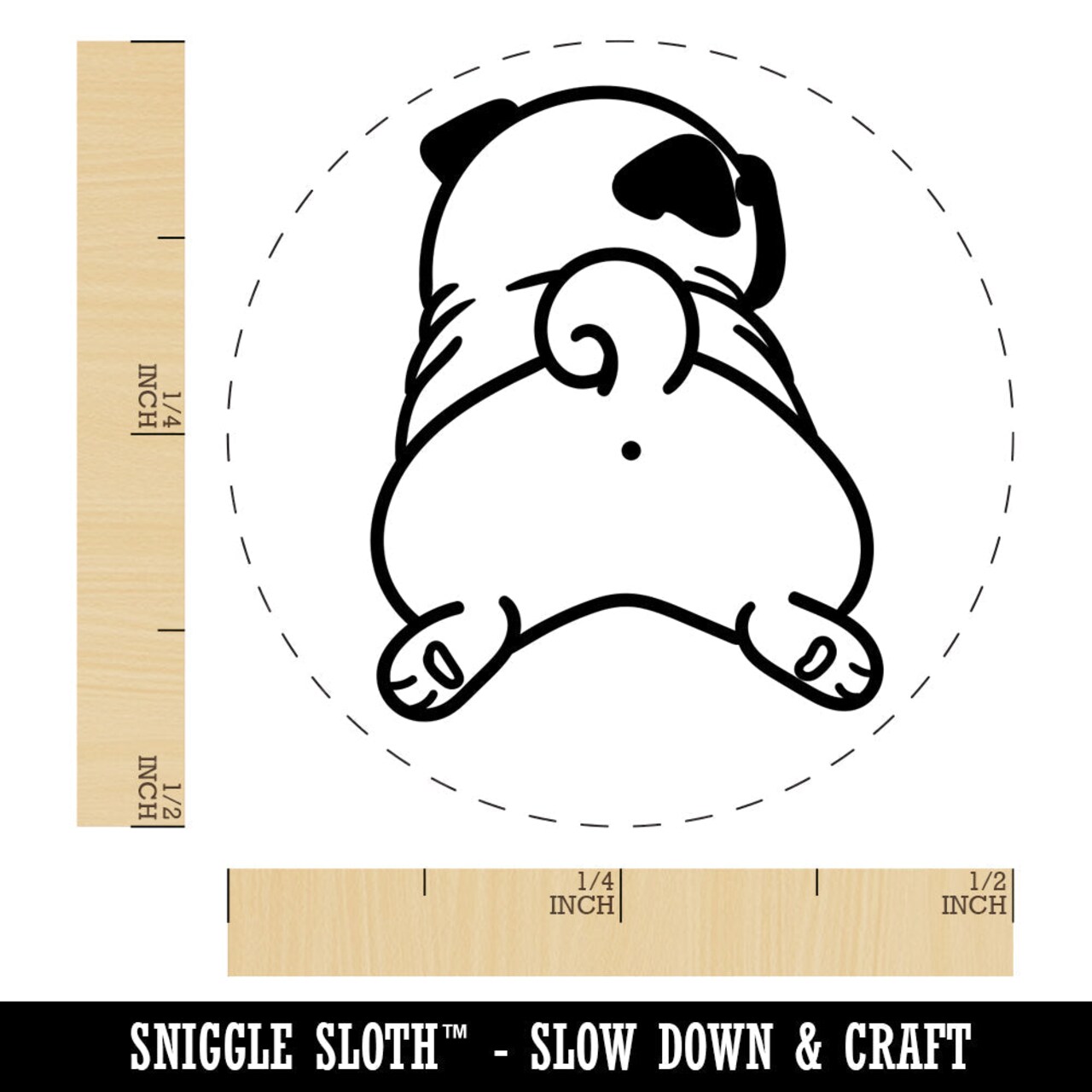 Pug from Behind Butt Dog Rubber Stamp for Stamping Crafting Planners